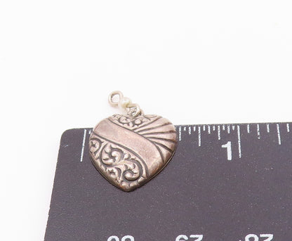925 Sterling Silver  Vintage Petite Pearl Swirl Love Heart Pendant  PT16471