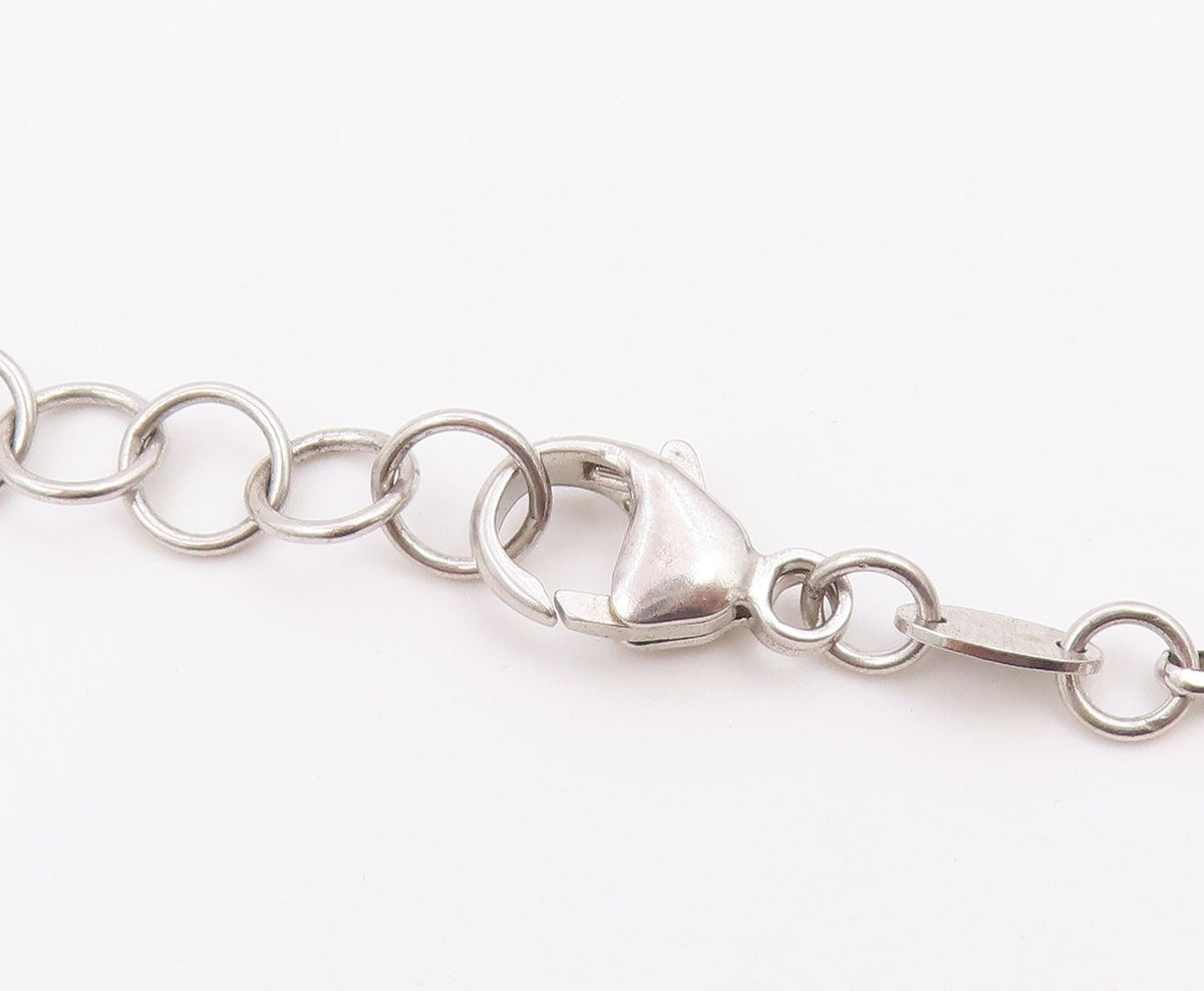 925 Sterling Silver Vintage Necklace Two Tone Floral Filigree Y Drop  NE4940