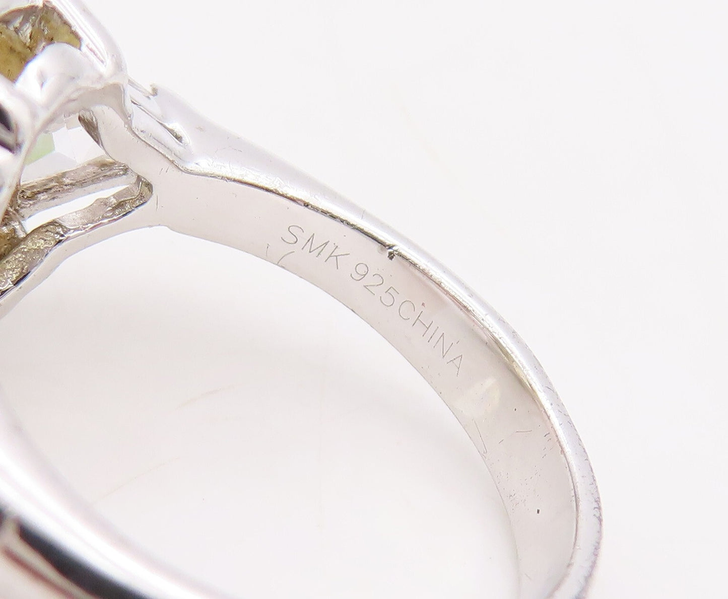 925 Sterling Silver Vintage Ring Oval Cut Citrine & Triangle Cut CZ Sz 7 RG30645