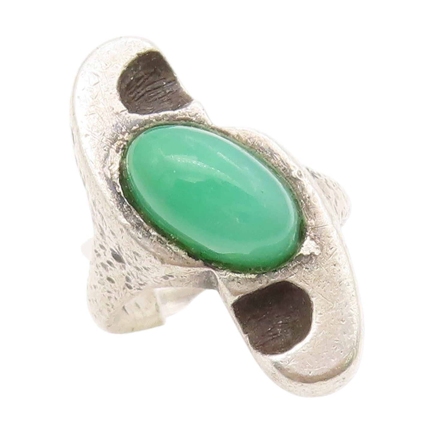 925 Sterling Silver Vintage Ring Oval Cabochon Gemstone Band  Sz 5.5  RG34455