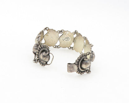 EMF MEXICO 925 Silver  Vintage Dark Tone Swirl Dome Chain Bracelet  BT6956