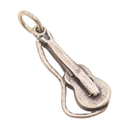 925 Sterling Silver Vintage Pendant 3D Miniature Musical Guitar Charm  PT25412