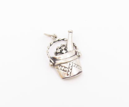 925 Sterling Silver  Vintage Champagne Bottle In Ice Bucket Pendant  PT20143