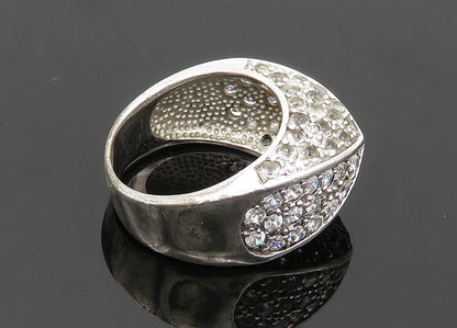 925 Sterling Silver  Vintage Cubic Zirconia Dome Band Ring Sz 7.5  RG20094