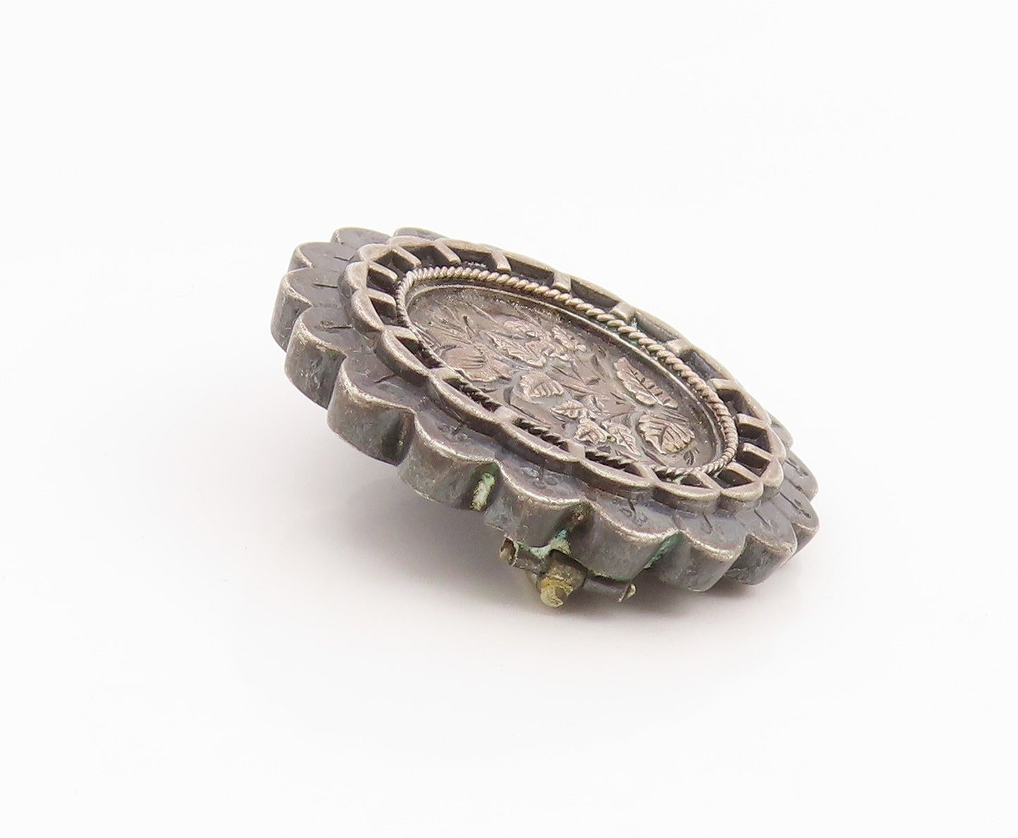 925 Sterling Silver Vintage Brooch Pin Antique Floral Blossom Concho  BP12366