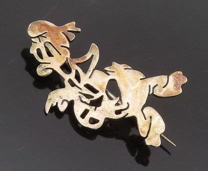MIDDLE EAST 925 Silver  Vintage Stancil Cut Donald Duck Brooch Pin  BP10490