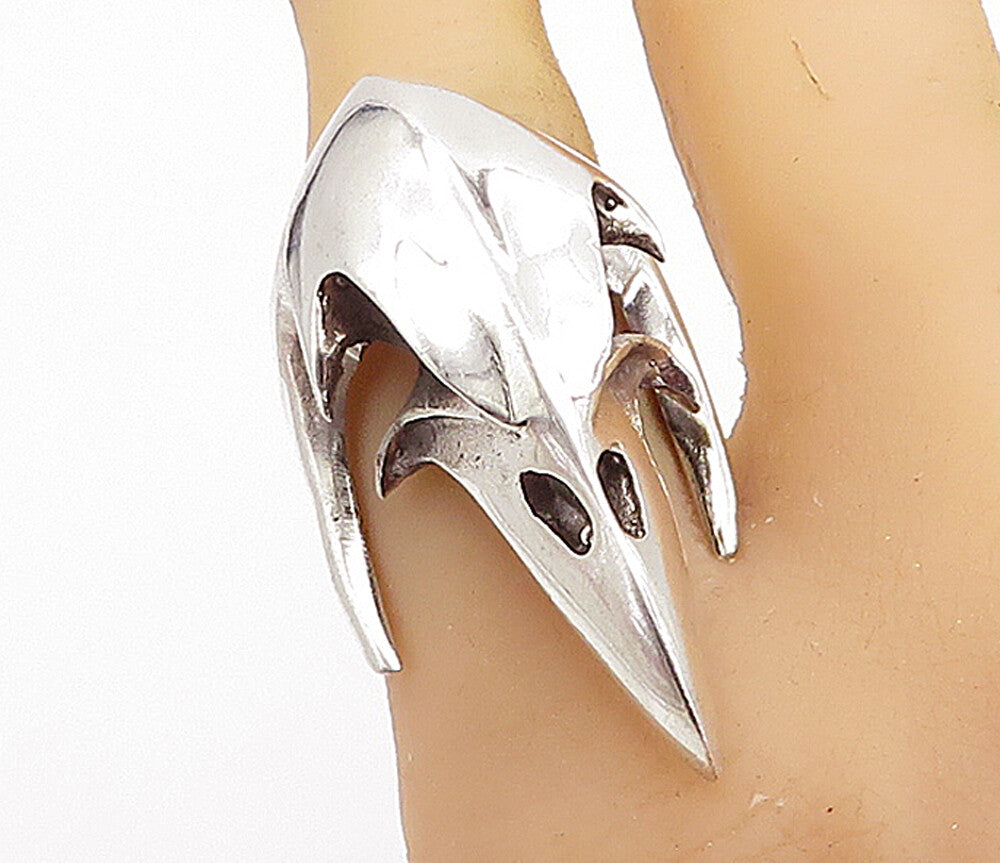 925 Sterling Silver  Vintage Shiny Bird's Head Motif Band Ring Sz 7.5  RG7475