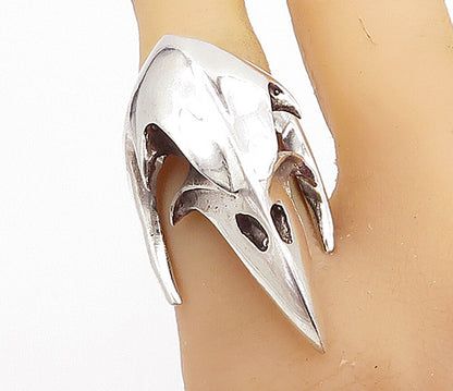 925 Sterling Silver  Vintage Shiny Bird's Head Motif Band Ring Sz 7.5  RG7475