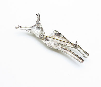 SB 925 Sterling Silver Vintage Shiny Baby Deer Motif Brooch Pin BP2836