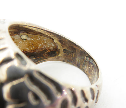 925 Sterling Silver  Vintage Black Hematite Fluted Cocktail Ring Sz 6.5 RG4087