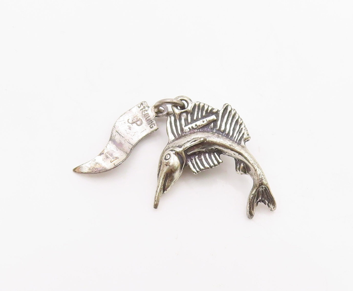 925 Sterling Silver  Vintage Virginia Beach Sailfish Charm Pendant  PT21783