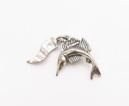 925 Sterling Silver  Vintage Virginia Beach Sailfish Charm Pendant  PT21783