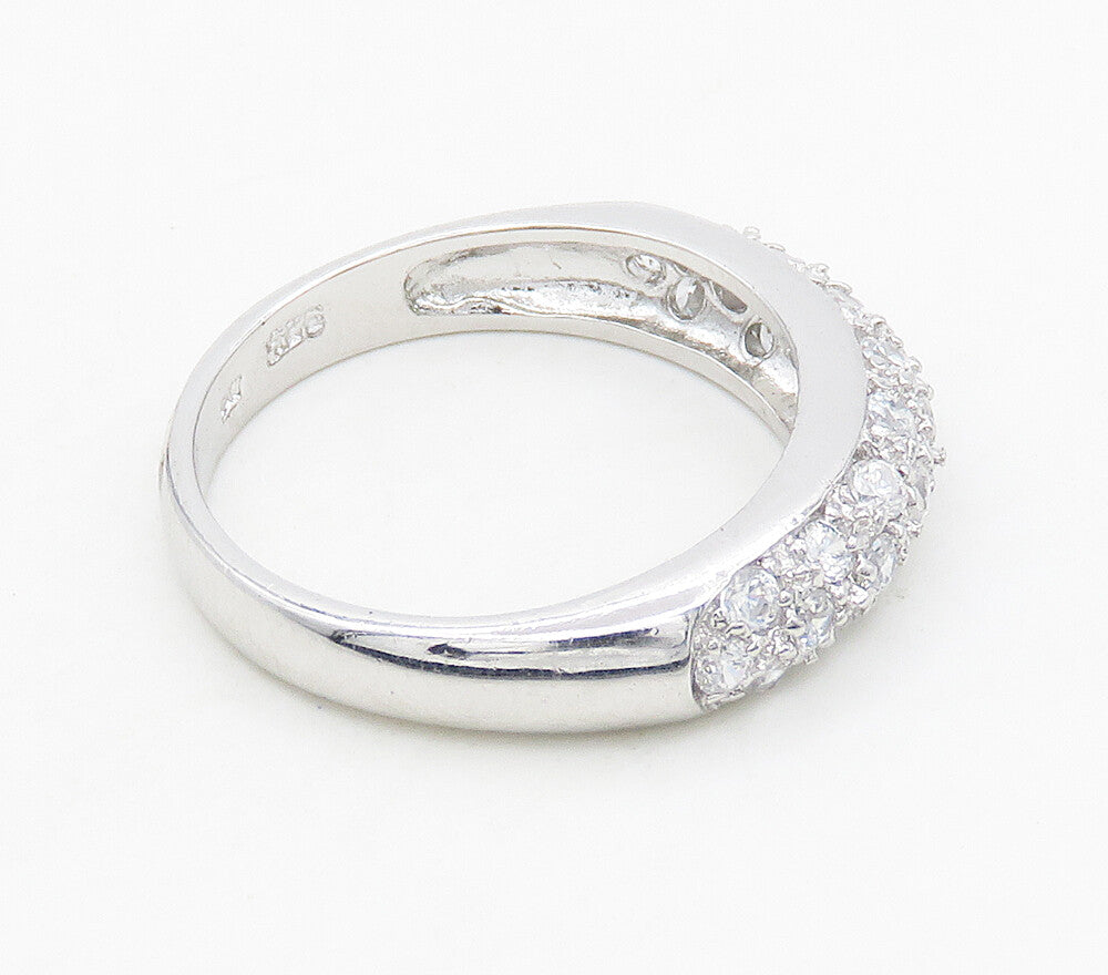 925 Sterling Silver  Sparkling Cubic Zirconia Dome Band Ring Sz 7  RG15610