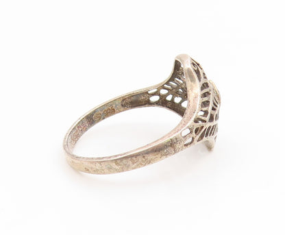 925 Sterling Silver Vintage Ring AVON CZ Intricate Openwork Band  Sz 11  RG35253