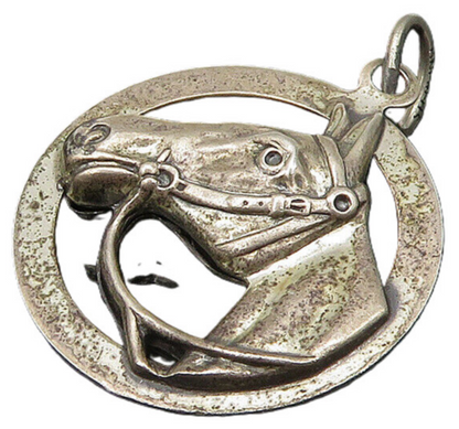 BEAU 925 Sterling Silver  Vintage Antique Horse's Head Round Pendant  PT17118