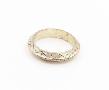925 Sterling Silver Vintage Ring Etched Geometric Pattern Band  Sz 8.5  RG36900
