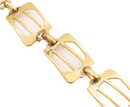 925 Sterling Silver Vintage Bracelet Gold Plated Cutout Designer   BT10645
