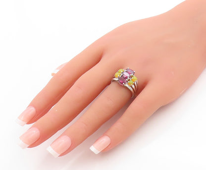 925 Sterling Silver Vintage Ring Amethyst & Opal Cluster Band  Sz 6.5  RG33691
