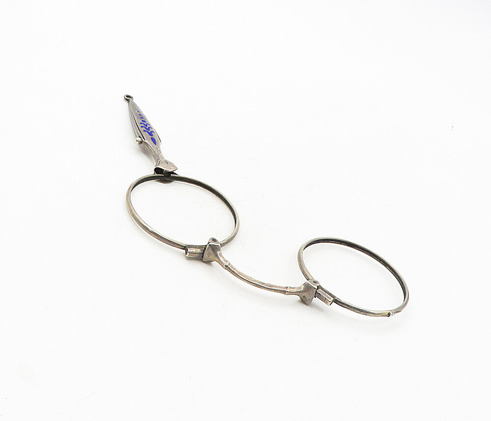 925 Sterling Silver  Vintage Enamel Old Fashioned Spectacles Frames  TR1441