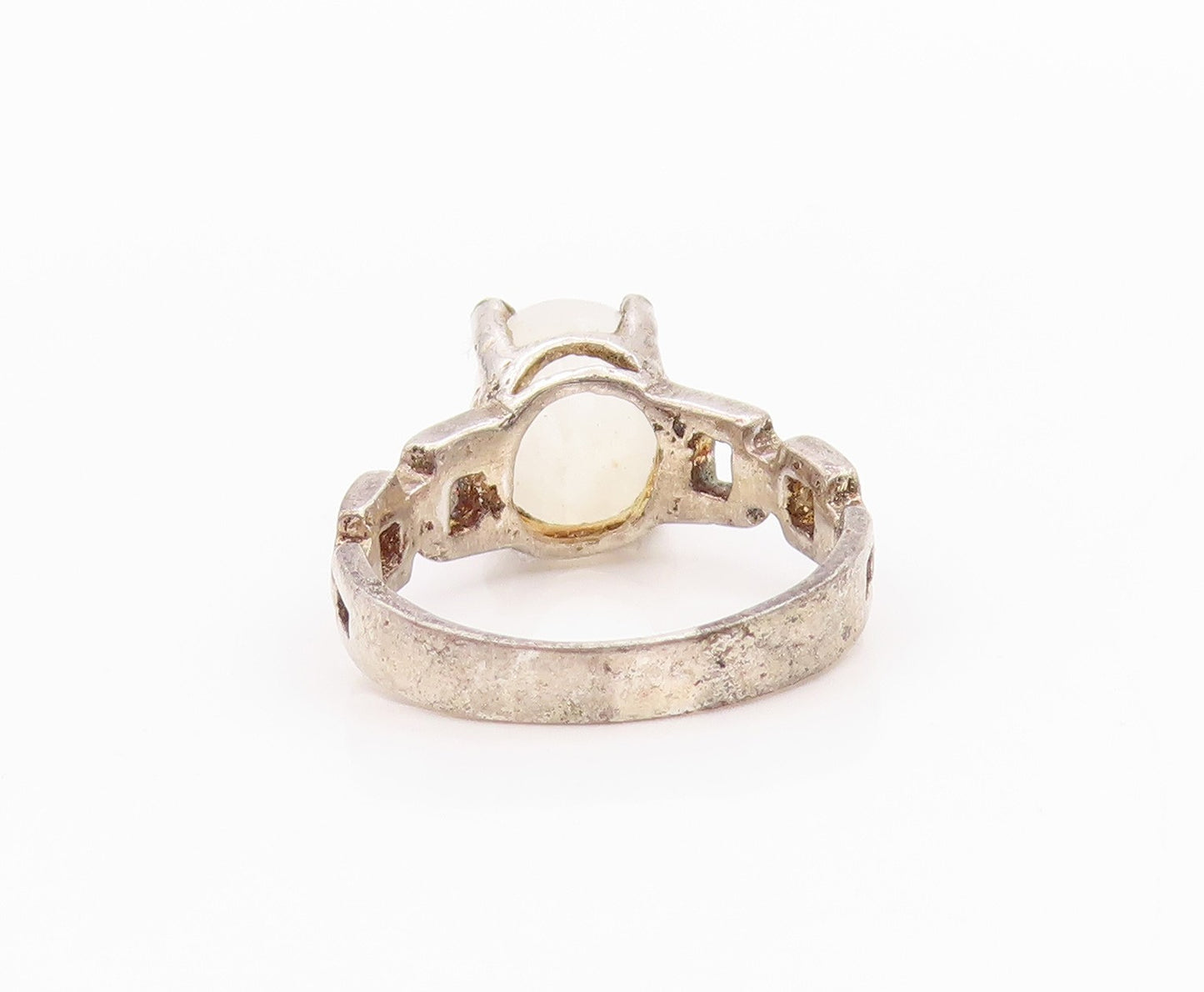 925 Sterling Silver Vintage Ring Cabochon Oval Moonstone  Sz 5.5  RG33176