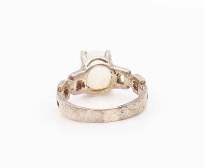 925 Sterling Silver Vintage Ring Cabochon Oval Moonstone  Sz 5.5  RG33176