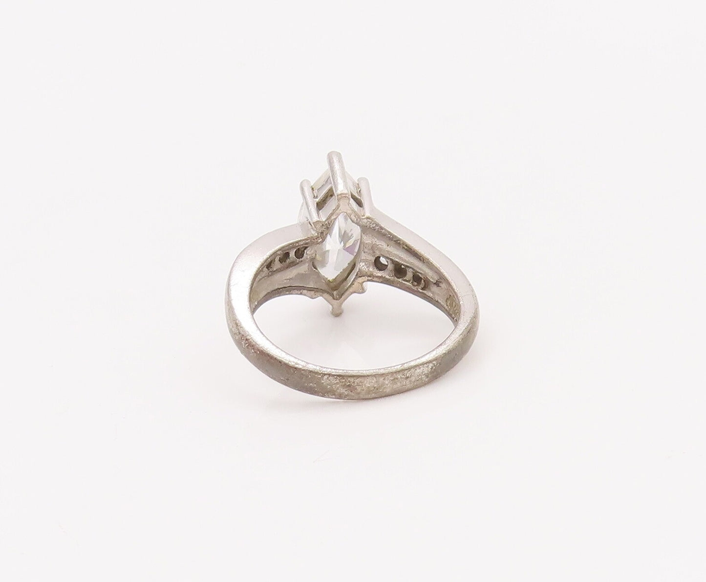 925 Sterling Silver Vintage Ring Marquise Cut CZ Wedding Ring  Sz 5 RG28104