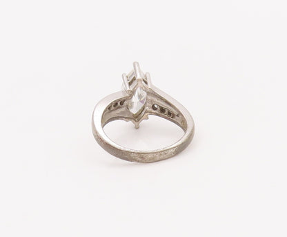925 Sterling Silver Vintage Ring Marquise Cut CZ Wedding Ring  Sz 5 RG28104