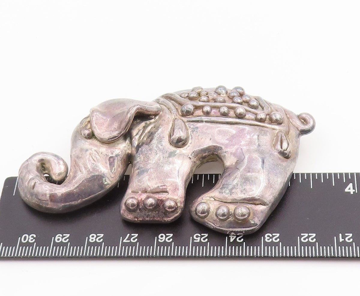 925 Sterling Silver Vintage Brooch ISRAEL Large Figural Lucky Elephant  BP11963