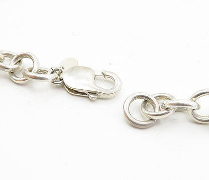925 Sterling Silver Shiny Hollow Diamond Shape link Chain Necklace NE1743