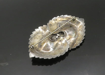HENRY BACA NAVAJO 925 Silver  Vintage Shiny Floral Leaves Brooch Pin  BP8085