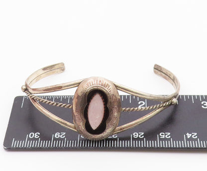 NAVAJO 925 Silver  Vintage Pink Mother Of Pearl Twist Cuff Bracelet  BT8058