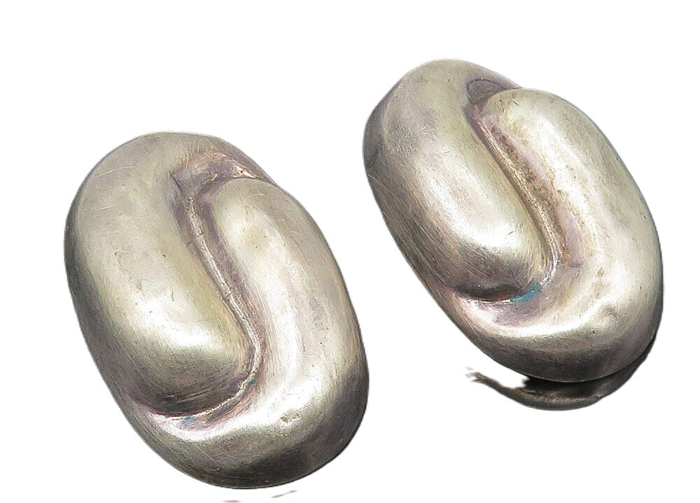 925 Sterling Silver  Vintage Hollow Bypass Dome Non Pierce Earrings  EG5701