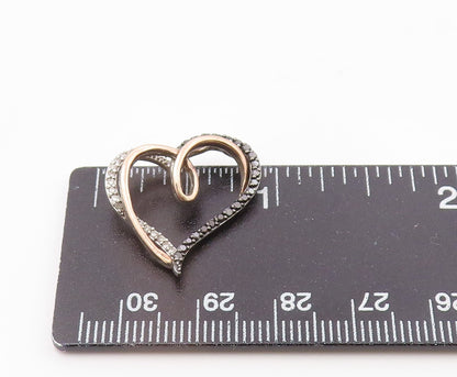 10K GOLD & 925 Silver   Vintage Genuine Diamonds Love Heart Pendant  PT20624