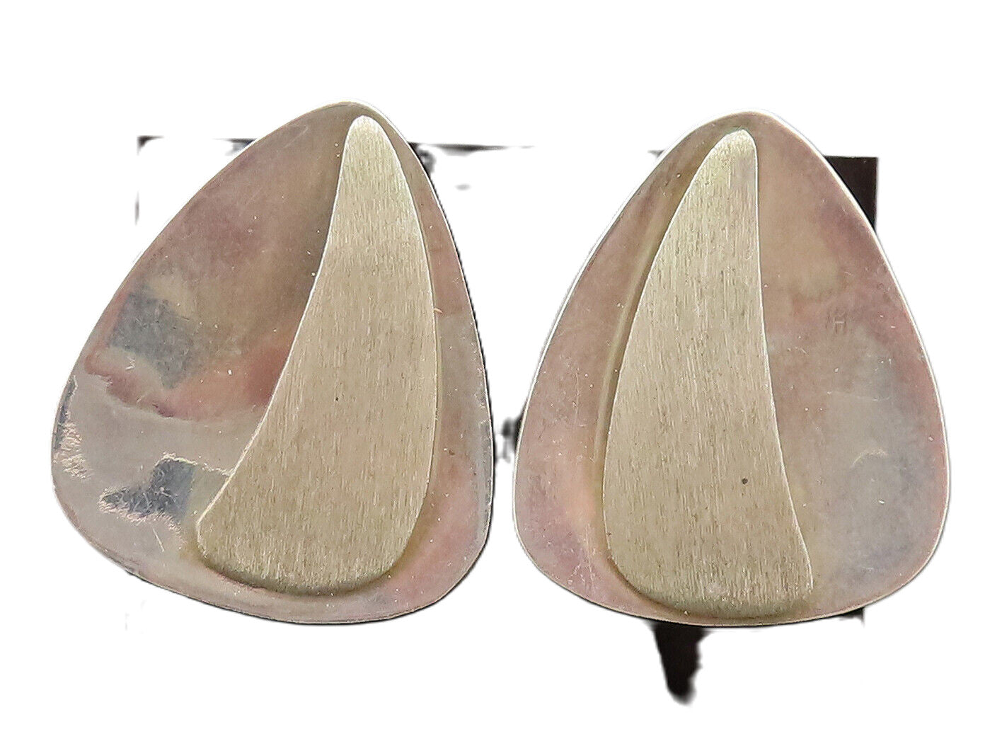 MEXICO 925 Silver  Vintage Minimalist Designer Triangular Earrings  EG12647