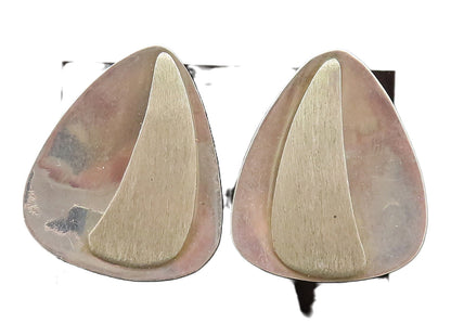 MEXICO 925 Silver  Vintage Minimalist Designer Triangular Earrings  EG12647