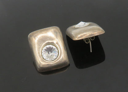 MEXICO 925 Sterling Silver Vintage Cubic Zirconia Square Drop Earrings EG10511