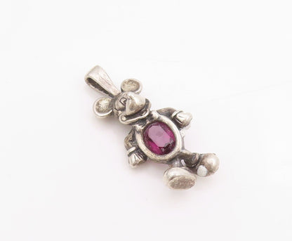 925 Sterling Silver Vintage Pendant DISNEY Amethyst Micky Mouse Charm  PT24495