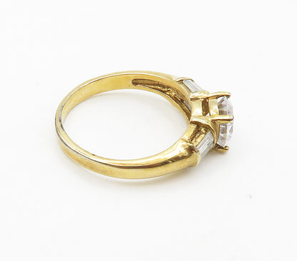 925 Sterling Silver  Cubic Zirconia Gold Plated Shiny Band Ring Sz 10  RG15895