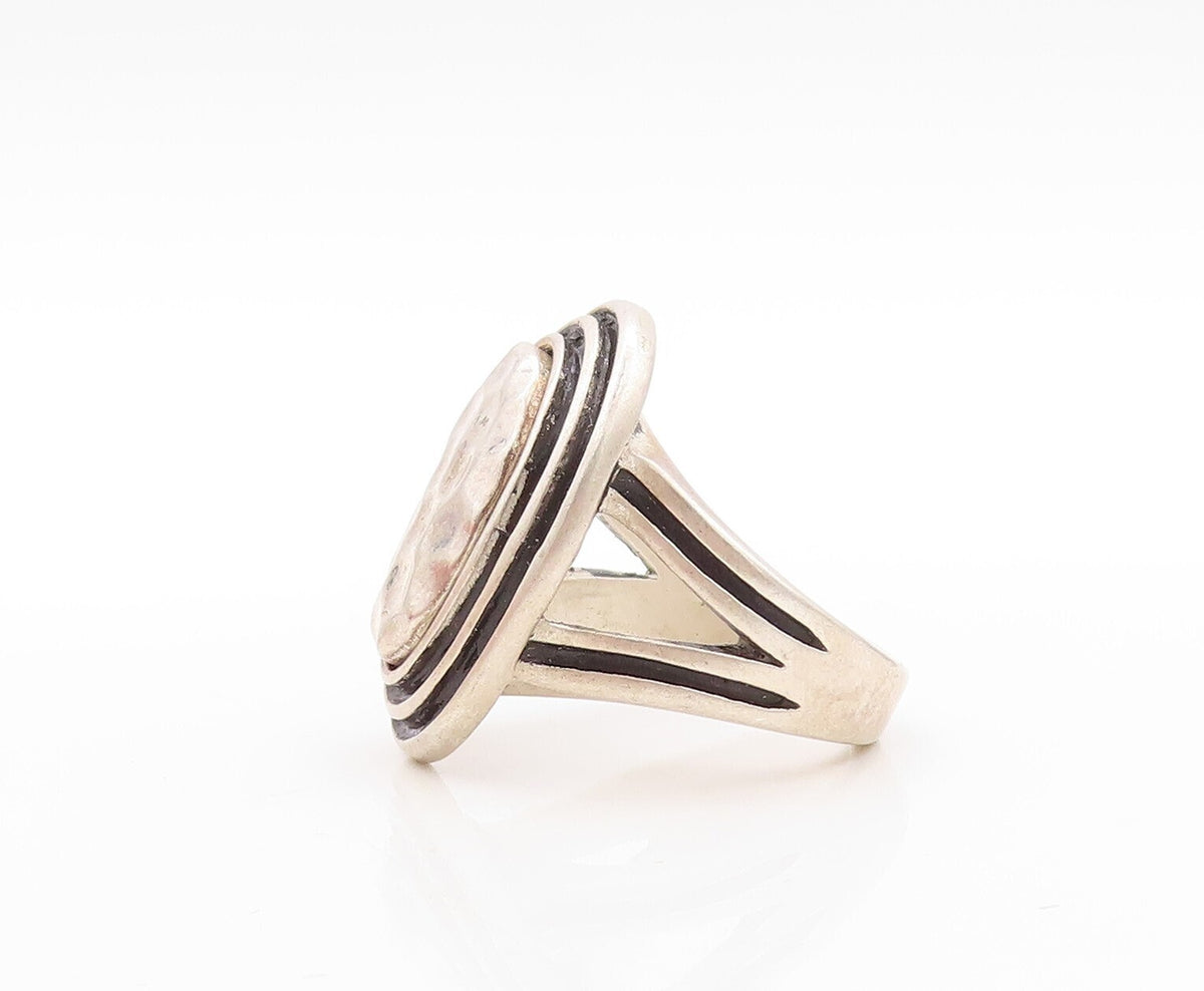 925 Sterling Silver Vintage Ring Designer Framed Brutalist Design Sz 10  RG31455