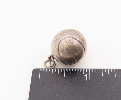 925 Sterling Silver Vintage Pendant Minimalist Puffed Etched Volley Ball PT22762