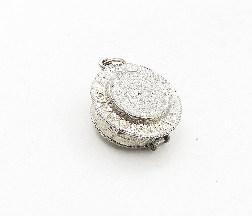925 Sterling Silver  Vintage Topaz Happy Birthday Cake Pendant (OPENS)  PT7003