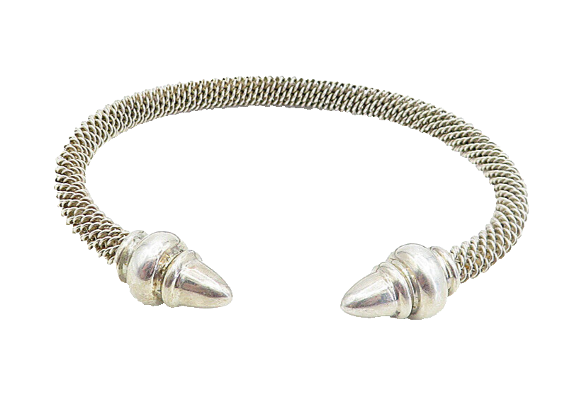 ESPO 925 Sterling Silver  Vintage Shiny Pointed Ends Cuff Bracelet  BT1965