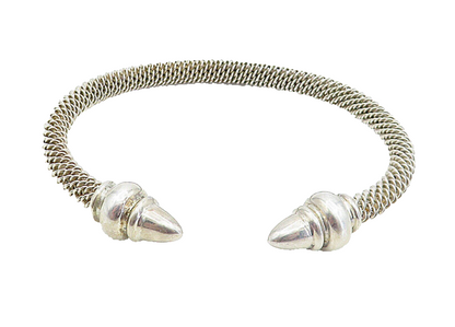 ESPO 925 Sterling Silver  Vintage Shiny Pointed Ends Cuff Bracelet  BT1965