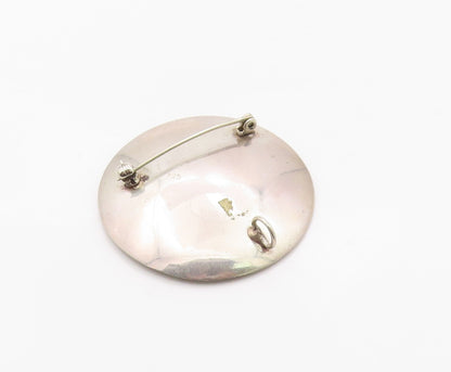 14k Gold & 925 Sterling Silver Vintage Brooch Modernist Circular Pin   BP12546