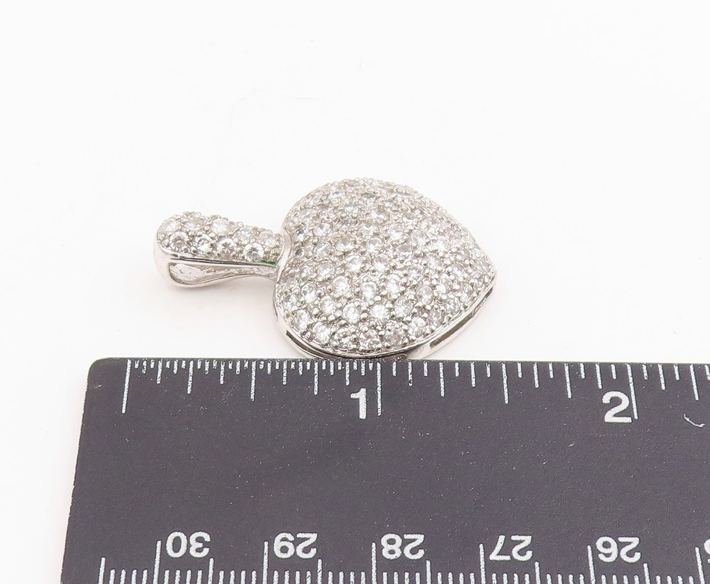 925 Sterling Silver Vintage Pendant Sparkling CZ Clustered Love Heart  PT25736