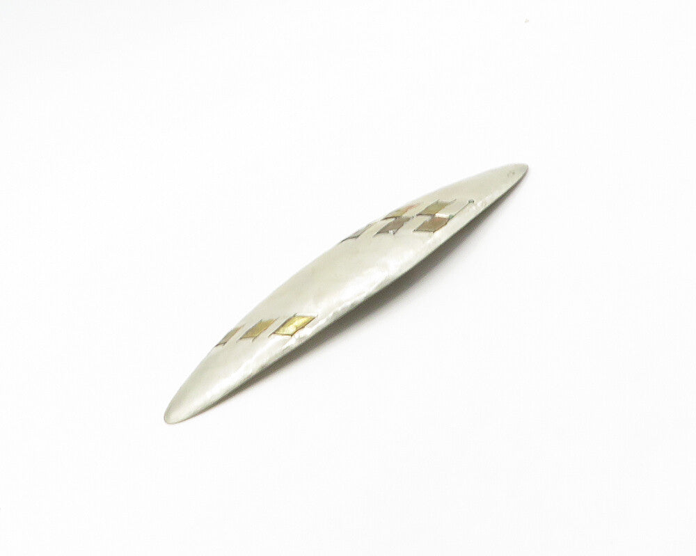 925 Sterling Silver  Vintage Modernist Two Tone Pattern Brooch Pin  BP7237