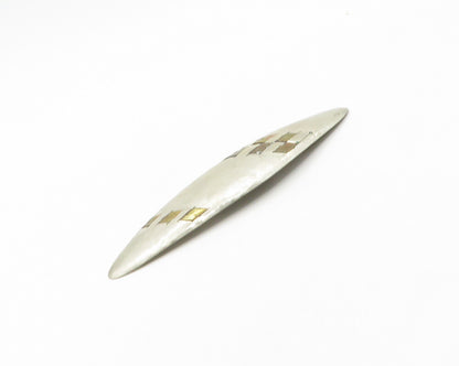 925 Sterling Silver  Vintage Modernist Two Tone Pattern Brooch Pin  BP7237