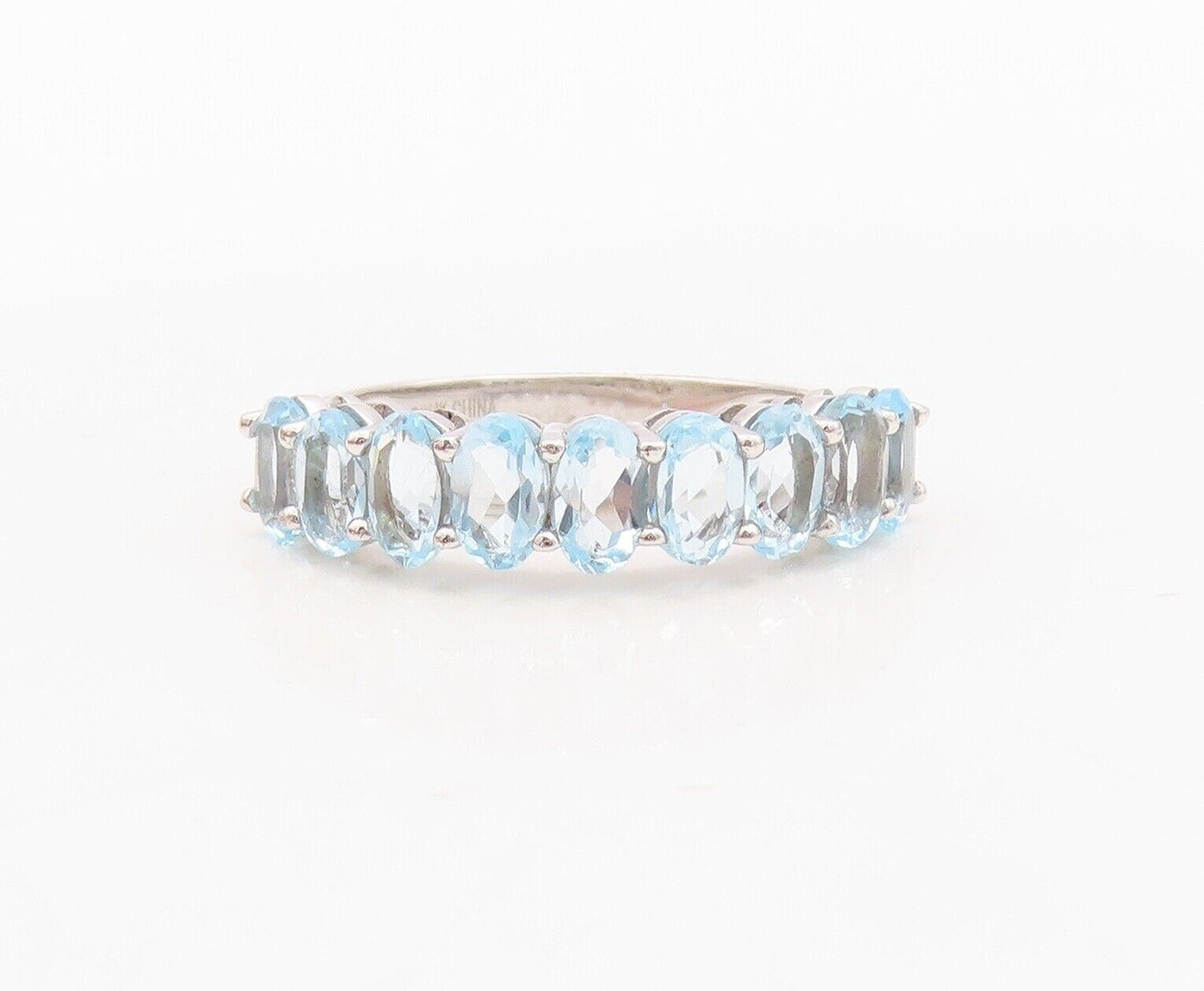 925 Sterling Silver Vintage Ring Oval Cut Blue Topaz band Sz 7 RG29941