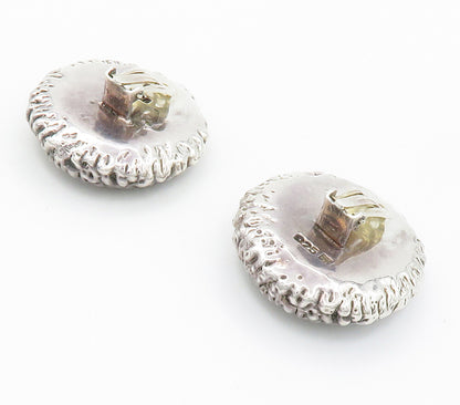 925 Sterling Silver  Vintage Modernist Sculpted Non Pierce Earrings  EG7664