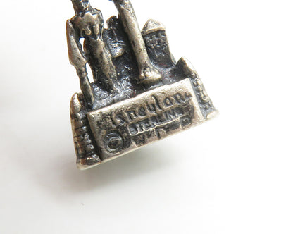 925 Sterling Silver  Vintage Petite Oxidized Disneyland Castle Pendant PT13496